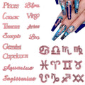 24 Pieces Pink Alloy Zodiac Nail Charms Zodiac Sign Charms for Nails Twelve Constellation Words Charms Virgo Leo Aries Taurus Gemini Capricorn Zodiac Nail Charms for Women Nail Art Decoration