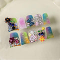 Luxury Press on Nails Medium Duck Handmade False Nails Cherry Charms Glitter Bow and Rhinestone Design Handmade Nail with Glue Muti-Layer Gel Colourful Thick False Nails for Women (Size S)