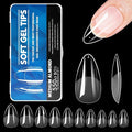 550PCS Short Almond Nail Tips,Pre-shaped Soft Gel Nail Tips,Clear Press on Nails Tips Almond Shape,False Nails for Nail Extension Home DIY Nail Salon