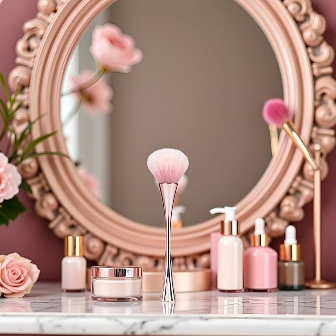 2Pcs Rose Gold Nail Art Dust Powder Remover Brush, Nail Art Dust Cleaner Brush, Soft Cleaner Brush for Makeup,Nail Dust Brush for Acrylic Nails Manicure Brush for Women Birthday Gifts, Nail Dust Brush