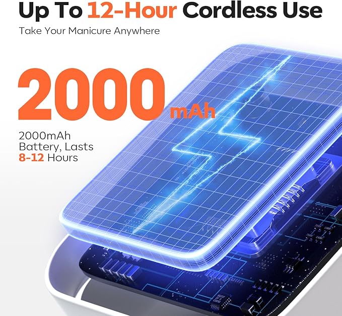 modelones Cordless UV Nail Lamp, Mini LED UV Light for Gel Polish Fake Nails Fast Curing Portable Gooseneck Lamp Nail Dryer Home DIY Manicure Kit 32W & 2000mAh 4 Timers