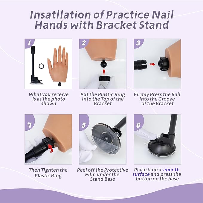 Practice Hand for Acrylic Nails,Realistic Silicone Professional Mannequin Hand,with Flexible Fingers for Acrylic Nails,Nail Art Training,Ideal Practice Tool for Manicure Beginners