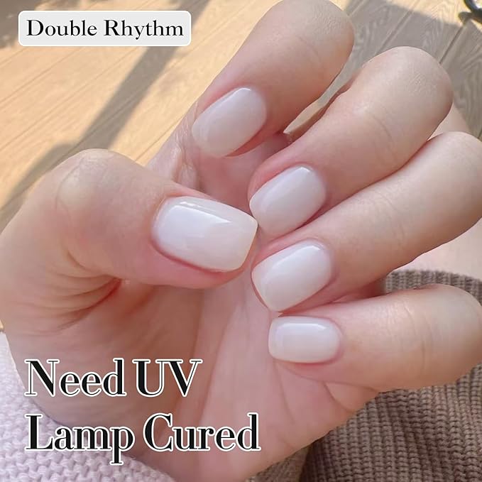 Double Rhythm 0.50 OZ Gel Polish Hema Free Same Color Same Bottle Golden Round Translucent Neutral Natural Milky 15 ML Jelly UV Polish Art DIY at Home (Milky White-C1367)
