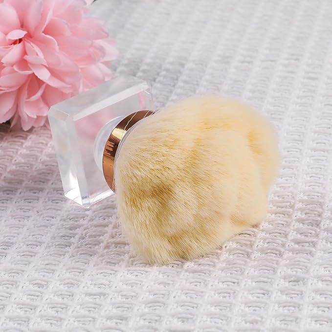 ANGNYA Dust Brush for Acrylic Nails - White Rose Soft Nail Art Powder Remover and Makeup Brush - Manicure Clean Up Tool