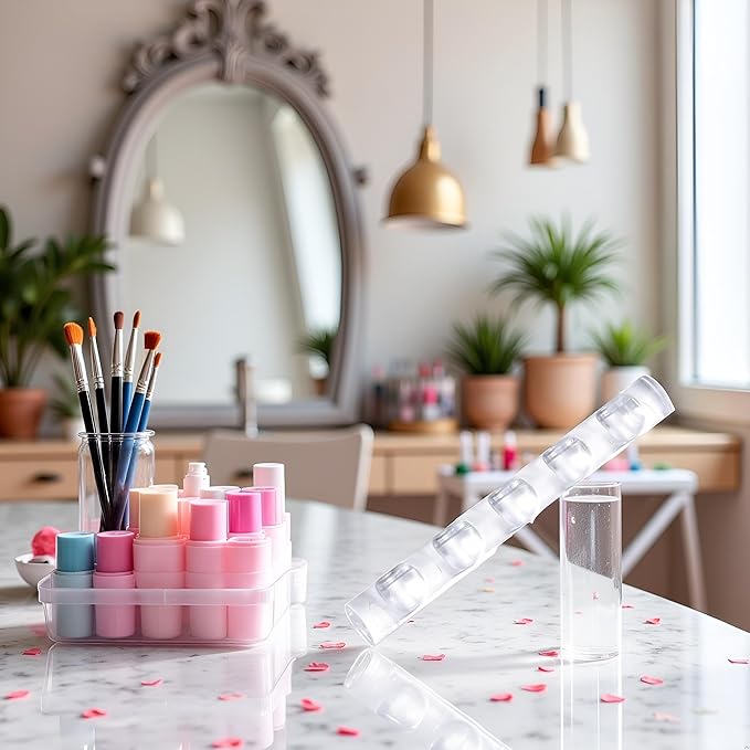 Brush Holder Nail Art Acrylic Simple Transparent Pen Brush Stand Brush Rest Brush Rest for 5 Nail Pens Gel Nails Nail Tools Nail Supplies Stylish Useful Paint Brush Holder Nail Art and Polish