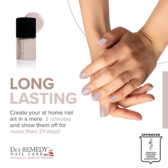 Dr’s Remedy Enriched Nail Polish: Non Toxic, All Natural, and Organic - Doctor Formulated: Strengthens, Restores, Heals, and Protects '24-Free' - NURTURE Nude Pink