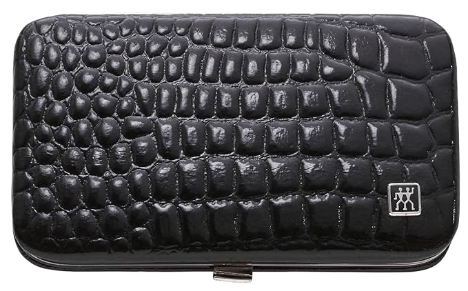 ZWILLING Beauty Classic INOX 4-pc Manicure Set with Black Crocodile Pattern Leather Case, Nail Care Complete Set