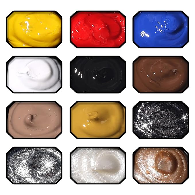 Metallic Gel Polish Set, Glitter Golid Silver Brown Blue Red, 12 Colors Ombre Patting Gel Nail Polish Palette,4 Sponges, Painting Art No Wipe UV/LED Cured (Palette F)