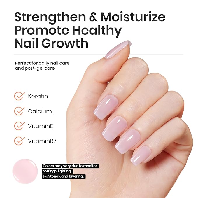 Beetles Pink Rubber Base Builder for Nails: Nail Strengthening Extension Sculpting Nail, Soak Off Long Lasting UV LED Gel Nail Polish Builder Base Coat