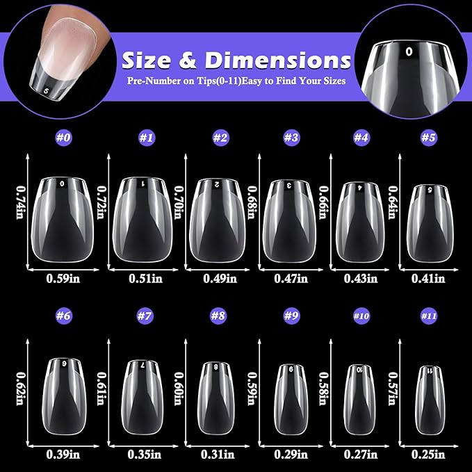 240pc Extra Short Gel Nail Tips Coffin Fake Nails Clear Press ons Nail, XS Short Coffin Nails Tips Acrylic Nails Extension Soft Gel Nails Tip Full Cover False Nail Clear Artficial Fingernails