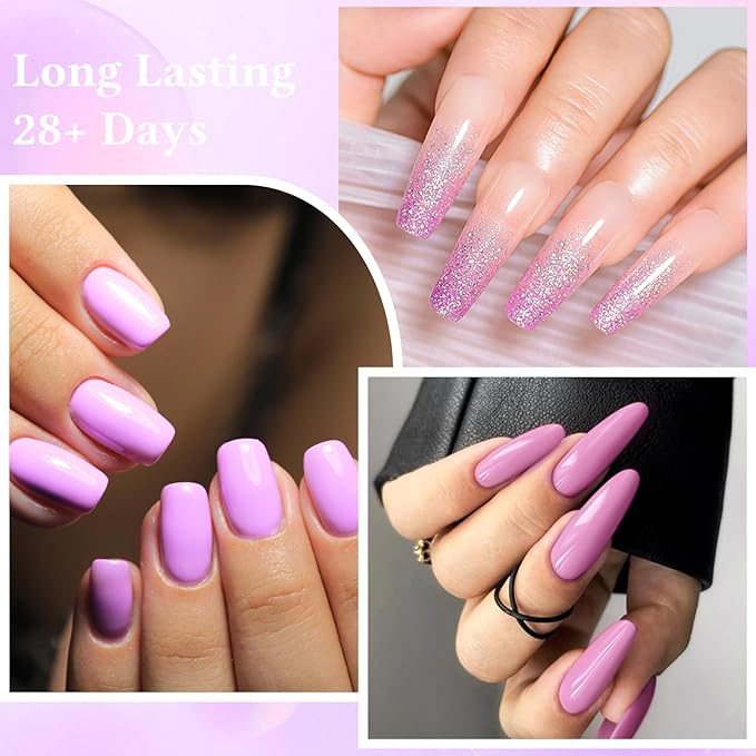 MEET ACROSS 30 Colors Pink Purple Gel Nail Polish Set, Nude Light Pink Purple Shimmer Glitter Brown Gel Polish Kit Soak off Uv Nail Art Gifts for Women