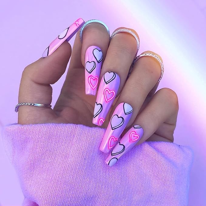 Long Fake Nails - Clear Acrylic Coffin Shaped Ballerina Nails Tips BTArtbox 500pcs Full Cover False Artificial Nails with Case for Salons and DIY Nail Art, 10 Sizes