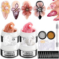 Solid Builder Gel for Nails, 4 Colors Solid Builder Gel Non-Sticky Clear Nude Pink Pearl White Hard Gel for Nails 3D Sculpture Gel Flower Carving Modeling Design Nail Extension Gel Kit