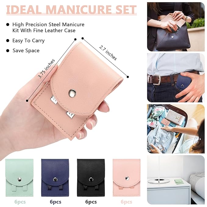 Geosar 12 Sets Manicure Set Bulk Nail Clippers Pedicure Kit Stainless Steel Professional Pedicure Grooming Kits Nail Care Tools with Travel Case for Men Women Hands Foot(Multi Colors)