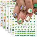 6Sheets St. Patrick's Day Nail Stickers 3D Rainbow Coin Hat Four Leaf Clover Design Spring Nail Decals Lucky Green Shamrock Nail Art Stickers for Women DIY Irish St. Patrick's Day Nail Supplies Decor