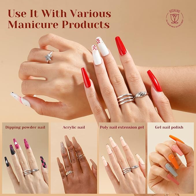 264PCS Half Matte Long Coffin Soft Fake Nail Tips, ROSALIND 12 Size Soft Full Cover False Tips Half Matte Long Coffin Gel Nail Tips for Nail Extension Acrylic (One-Sided No File)