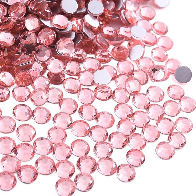 Blinginbox 1440Pieces SS6/1.9-2mm Flat Back Crystal Rhinestones Round Gems for Nail Art,Peach Pink