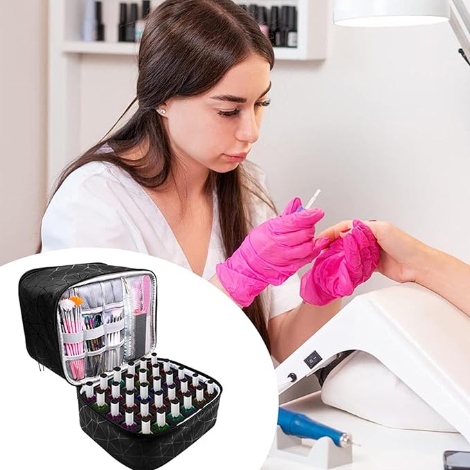 Nail Organizers Storage Bag - 2 Layer Nail Dryer Case, Holds 30 Bottles Nail Polish Bag | durablee Nail Dryer Case, Nail Box Organizer Case, Nail Polish Organizer Bag Suitable For Manicure Tools