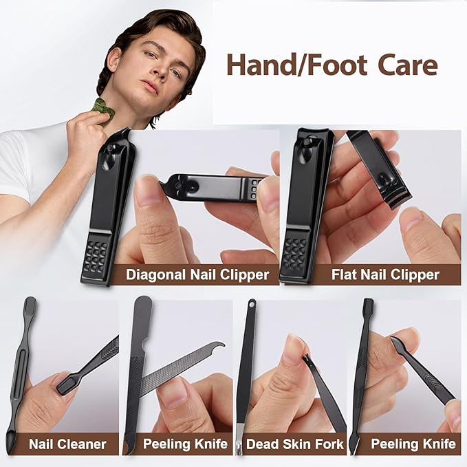 Manicure Set 10 in 1 Mens Gifts Travel Nail Clipper Kit, Christmas Stocking Stuffers for Men and Women, Nail Grooming Kit Birthday Christmas Gifts for Him Her Boys Girls Husband Boyfriend