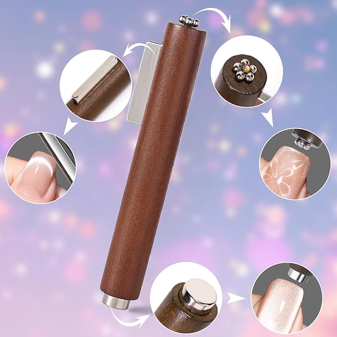 12 PCS Nail Art Cat Eye Magnets For Nails Cat Eye Designs Magnets Pen Sticks Nail Polish Magnet For Gel Polish Magnets Wand 3 In 1 Cylinder Gel Cat Eye Nail Magnet Magnetic Nail Pen Tool
