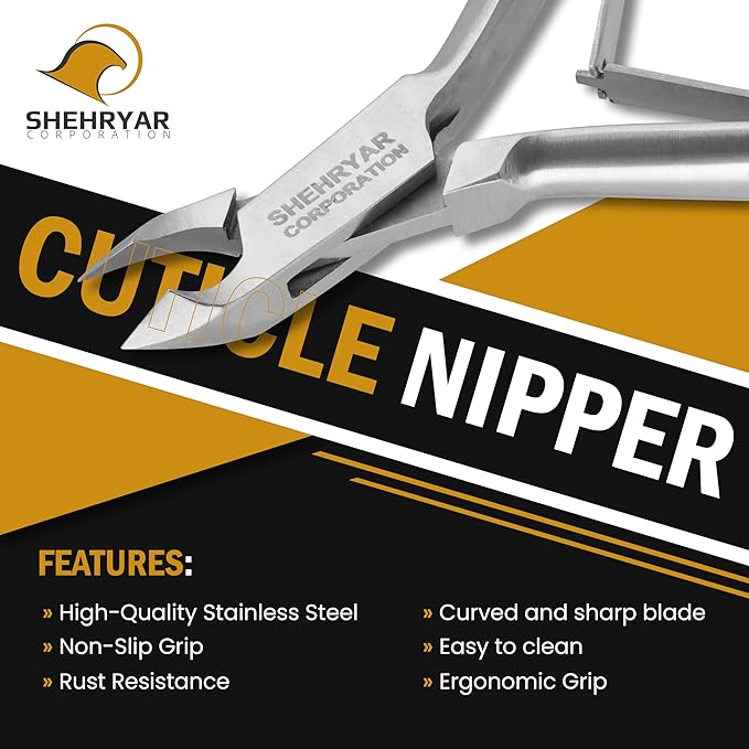 Cuticle Nippers Trimmer Cutter – Professional Stainless Steel Nail Remover Clippers for Manicure Pedicure, Fingernail & Toenail Care Tool (Silver)