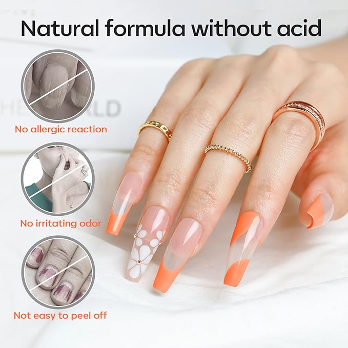 modelones 30 ml Nail Dehydrator and Primer, Acid Free Natural Prep Dehydrate & Bond Primer Kit, Hema-Free Acrylic Nail Supplies Top Coat