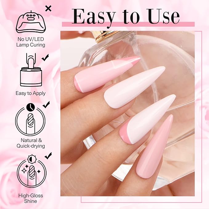 AZUREBEAUTY Dip Powder Nail Kit, 4 Colors Gentle Nude Pink Gary Neutral Dipping Powder System Liquid Set Recycling Tray with Base & Top Coat Activator for French Nail Art Manicure Salon DIY at Home