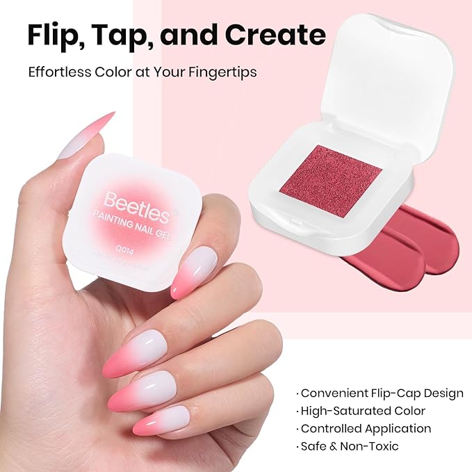 Beetles 150Pcs Soft Nail Sponges for Ombre, White Nail Sponge with Grabbing Pen, Pink Pat Painting Gel Polish Kit for Gradient Ombre Blush Chrome Design Nails Art Tools, Home DIY Salon Manicure