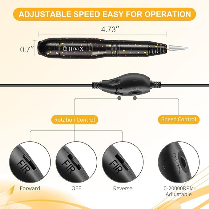 Portable Electric Nail Drill Machine, 20000RMP Nail Drills for Acrylic Nails Professional Manicure Pedicure Set Polishing Shape Tools with Nail Drill Bits,Sanding Bands and Brush(Gold Black)