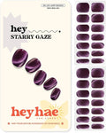 Heyhae Semi Cured Gel Nail Strips | No LED Lamp Needed | Fall, Purple, Cat-Eye | Easy Apply & Remove, Salon Quality | Includes 28 Strips, 1 Prep Pads, Nail File & Wooden Stick - Hey, Starry Gaze