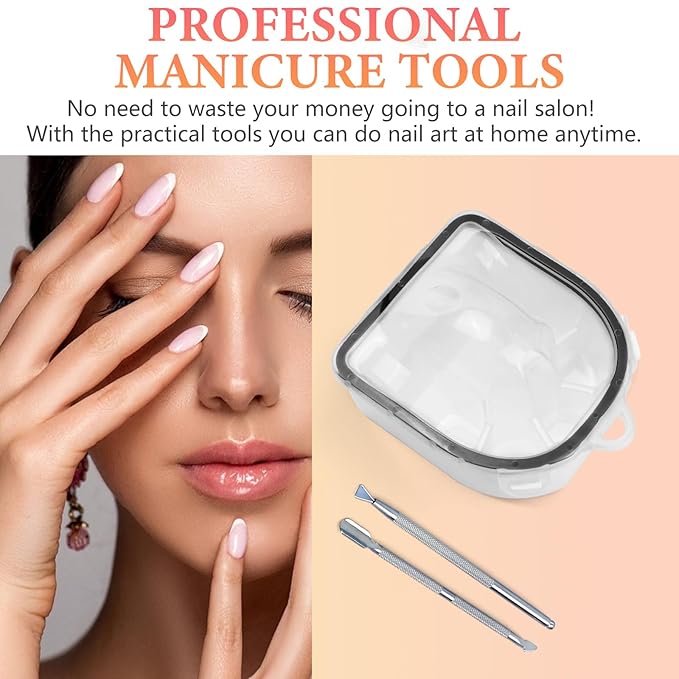 Nail Soaking Bowl, Soak Off Gel Polish Dip Powder Remover Hand Acetone Nail Soak Off Bowl Manicure Bowl with Triangle Cuticle Peeler and Stainless Steel Cuticle Pusher Nail Art Tool (Black-3PCS Set)
