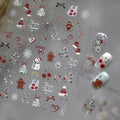 Christmas Nail Stickers 3D Self-Adhesive Santa Claus Snowman Nails Supplies Tree Bow Nails Decals Gingerbread Man Designs 5D Embossed Cute Red Cherry Nails Decoration for Women DIY Manicure 1 Sheet
