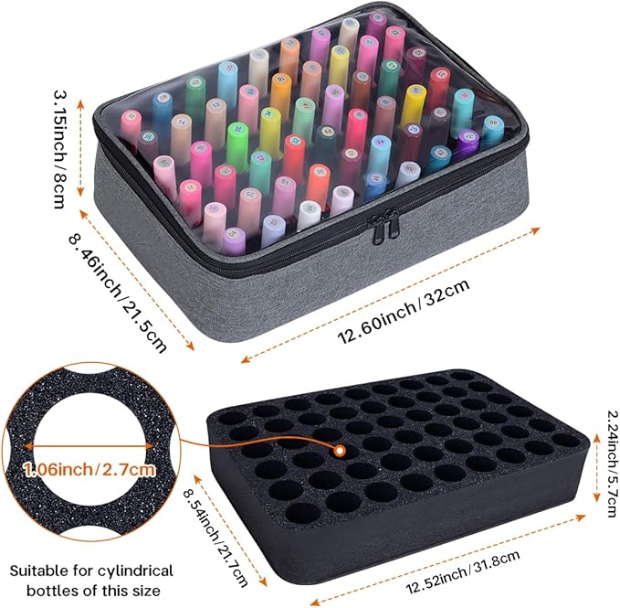 Small Clear Nail Polish Organizer Case Holds 54 Bottles(15ml-0.5fl.oz) Multifunctional Nail Polish Bag, Cosmetic Travel Makeup Bags for Women, Grey