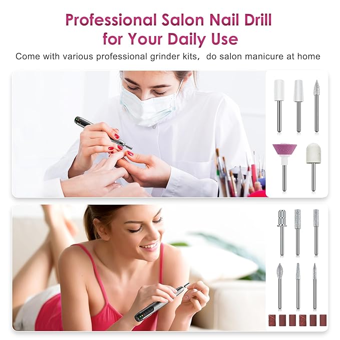 COSLUS C20 Cordless Nail Drill Electric File: Professional for Acrylic Gel Dip Powder Nails Portable Nail Drill Machine Kit for Manicure Pedicure Nail Set with Everything Rechargeable Lightweight