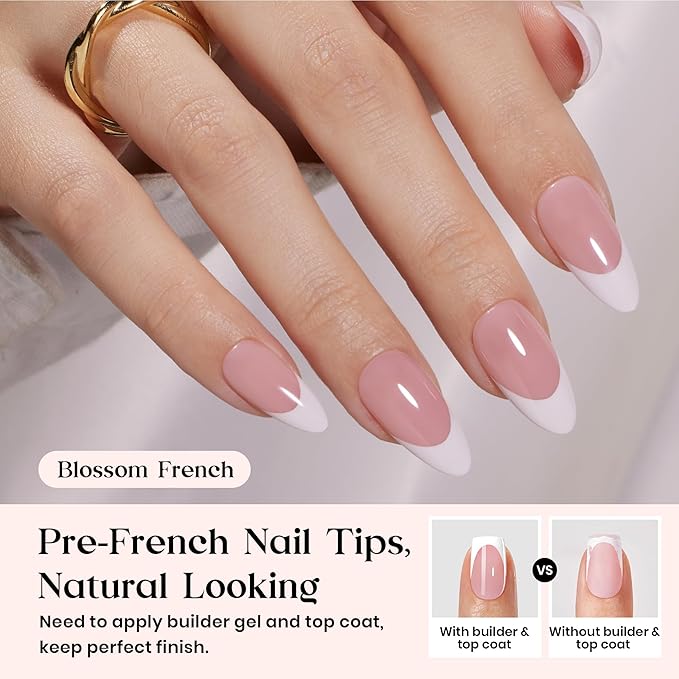 Beetles French Tips Press On Nails-210 Pcs Pink French Tip Nails Medium Almond Fake Nail Tips, Soft Gel Nails False Nails Art DIY Gift For Women