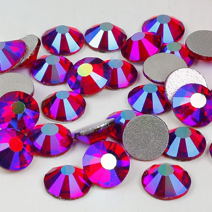Genie Crystal 1440 PCS Siam AB Rhinestones Flatback SS20, 5mm 10 Gross Middle Red Aurora Borealis Glue on Glass Rhinestones Strass for DIY Crafts, Shoes, Dance Costumes, Tumbler, Bling Decoration