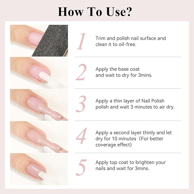 Nude Nail Polish Quick Dry, Natural Sheer Color Nail Lacquer, Long Lasting & Fast Drying, Fingernail Concealer Polish, 12ML for French Manicure Valentine's Day Gift