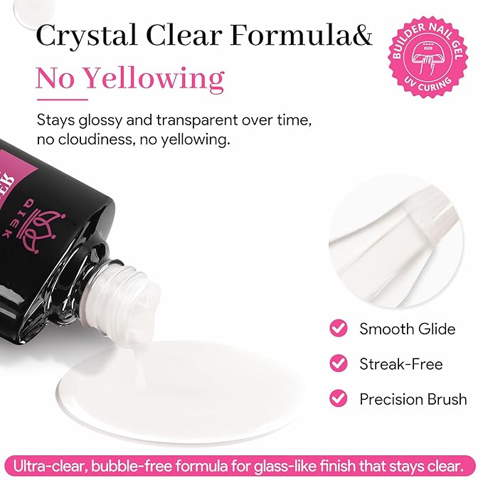 Builder Nail Gel, Milky White Builder for Nails Strengthener, 8-in-One Apex Enhancement Extension Hard Building Color Gel LED Lamp Cured Rubber Base Coat for DIY Beginners & Salon Manicure 16ML