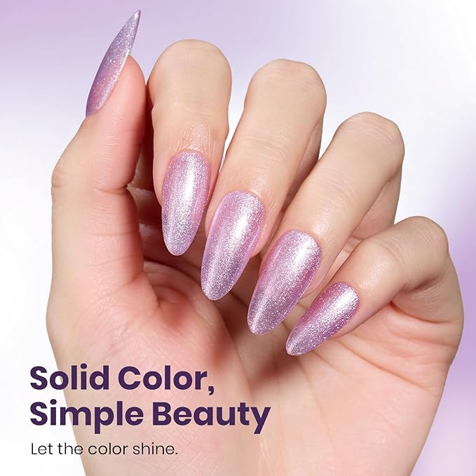 Beetles Glitter Gel Nail Polish - 15ml Spring Summer Gel Polish Light Purple Lilac Bloom Colors Soak Off UV LED for DIY Salon Home Manicures Easter Gift for Women Girls