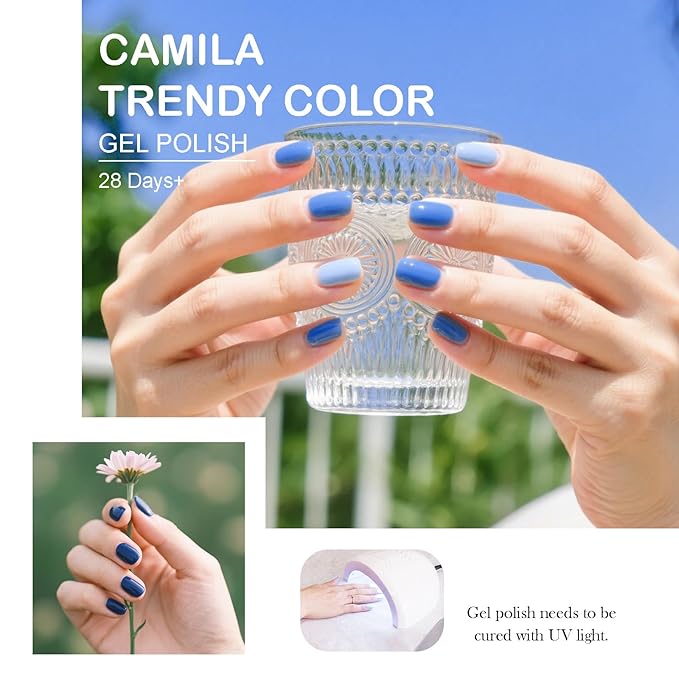 CAMILA ¿ 6pcs 15ml Gel Polish Set Navy Blue Gel Nail Polish Kit Hema Free Tpo Free UV Gel Polish Manicure Salon For Women F Set