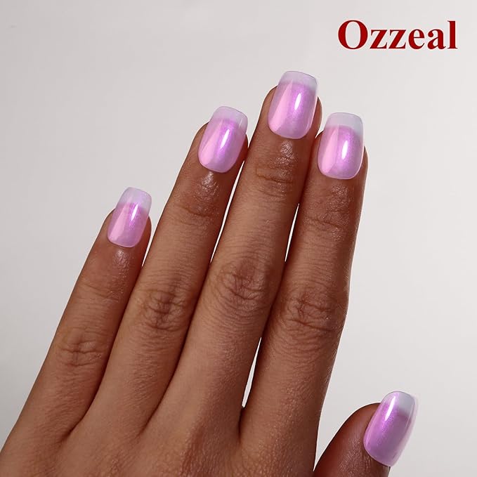 Pearl Gel Nail Polish, Rose Purple Transparent Shimmer Shell Nail Gel Polish Glitter Mermaid Iridescent Pearlescent Sparkle Spring Summer Soak Off Led UV Manicure 15ML