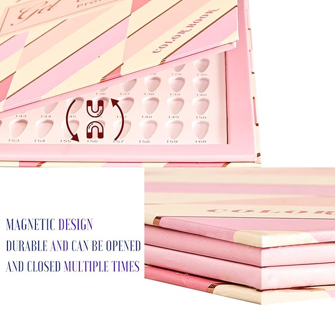 Acycoin2A 160 Nail Color Display Book Chart with 240 Nail Tips UV Gel Polish Color Card Board (B)