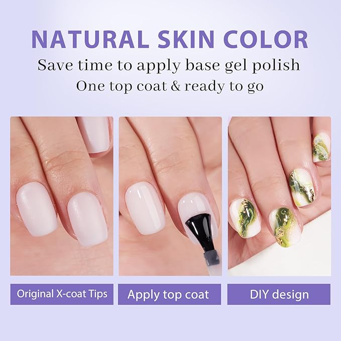 BTArtboxnails XS Short Square Gel Nail Tips - Pre Colored Milky White Soft Gel Nail Tips, Milky White Press on Nails, Natural XCOATTIPS