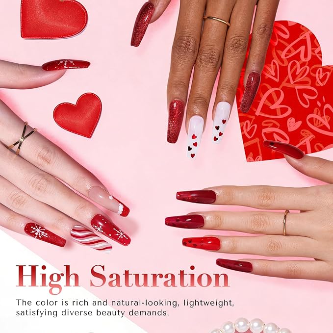 AZUREBEAUTY Red Nail Polish Burgundy Quick Dry Natural Infinite Shine Nail Lacquer Fingernail Polish Strengthening Treatment Kit Salon-Quality for Women Valentine's Day Gift