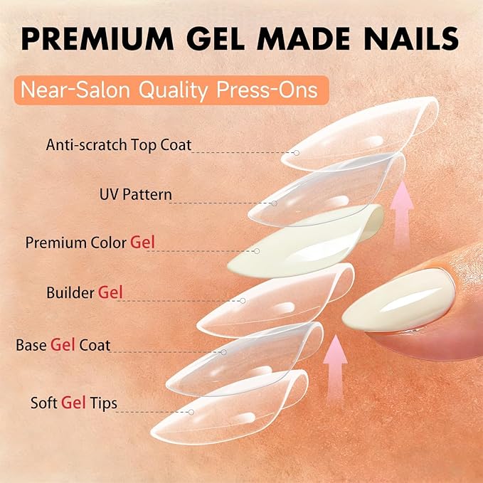 Chrome Ivory White Press on Nails Short Almond, Glazed Cute Fake Nails with Sparkle Mirror Design, Shiny Off White Glue on Nails Stiletto, Gel Nail Press ons with Glue for Fingernail 30 Pcs