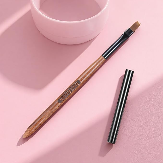 Ombre Nail Brush (Thicken), 1 PCS Nail Ombre Brush Nails Art with Sandalwood Handle, Precise Gradient & Lace Nails Painting Art Brushes Pen Acrylic Manicure Design Tools for DIY Gradient Gel Polish