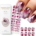 Semi Cured Gel Nail Strips,Red Marble Glass Nails Stickers with High Gloss and Glitter Design for Women,60S UV Light Curing Manicure,Long Lasting, Arts at Home