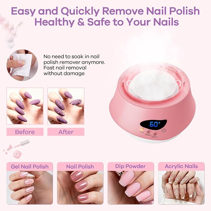 50W Nail Steamer Remover, Professional Bask La Steam Pro Gel Remover, Acetone-proof Gel Nail Polish Remover Machine for Salon and Home