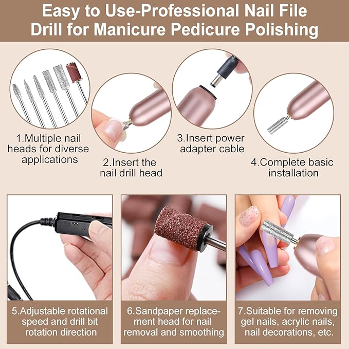 Acrylic Nail Kit Set for Beginners with Everything Acrylic Powder Nail Drill Lamp Starter Kit with False Nail Tips Nail Art Decoration Tools for Home Salon Gifts