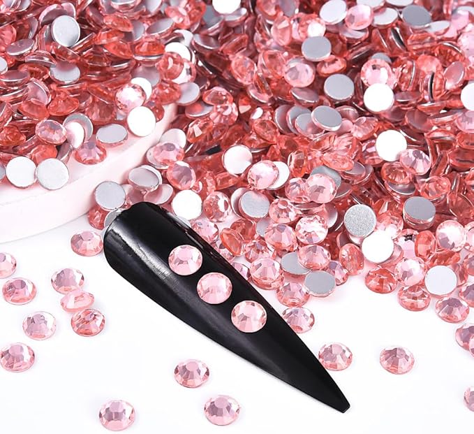 Blinginbox 1440Pieces SS10/2.7-2.9mm Flat Back Crystal Rhinestones Round Gems for Nail Art,Peach Pink